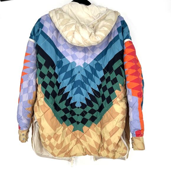Free People Movement Packable Hooded Puffer Women's Medium Aztec Pria Full Zip - Picture 2 of 16